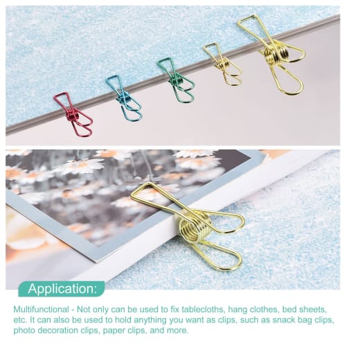 uxcell Tablecloth Clips, 32mm Long Carbon Steel Wire Clamps for Fixing Tablecloths and Drapes, Blue, Pack of 16