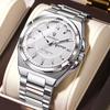 POEDAGAR 896 Stainless Steel Strap Fashion Gold Dial Diver Watch Men Waterproof Date Quartz Clock Sport Luminous Watches Relogio