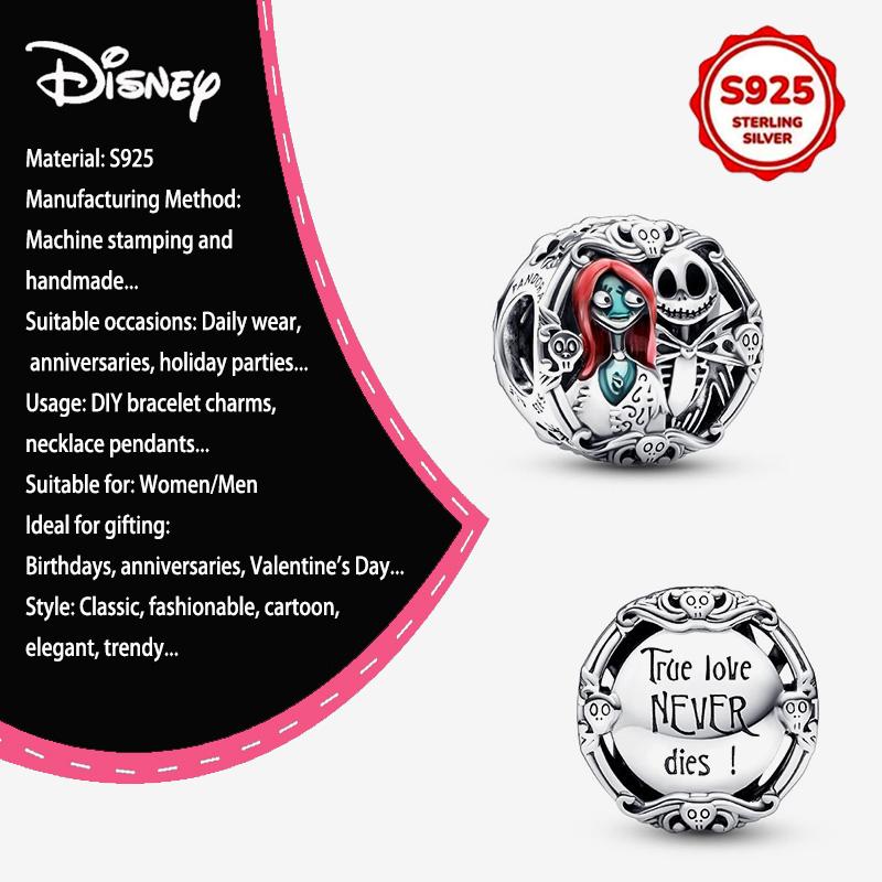 New Disney 925 Silver Winnie & Stitch Charms for Bracelet Necklace DIY Jewelry Gifts Holiday Party