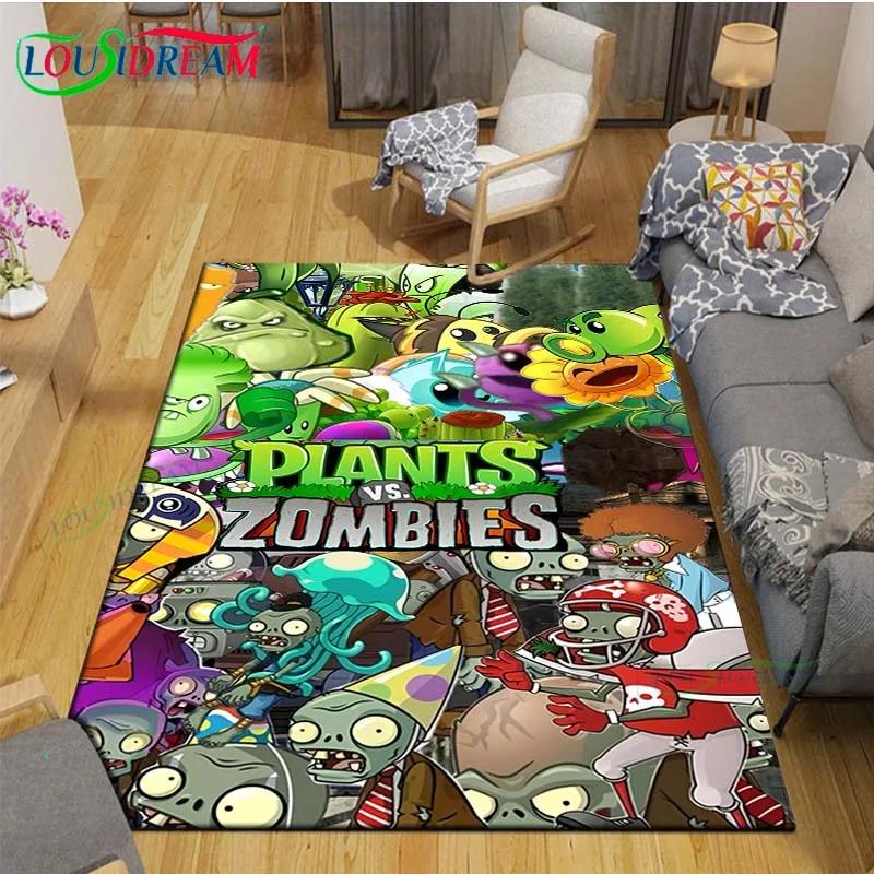 Hot Puzzle Games P-plant Vs Z-zombiee Carpet Outdoor Rug Area Rug Non-slip Carpet Bedroom Decor Carpet for Parent-child paradise