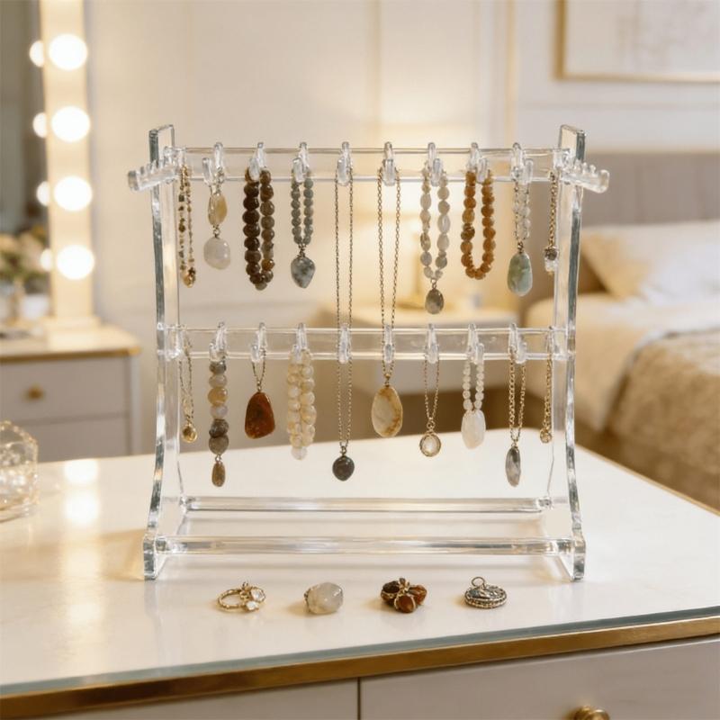 Acrylic Jewelry Organiser Stand Clear Display Shelf For Necklaces Earrings Rings Multilayer Storage Rack For Bedroom Closet