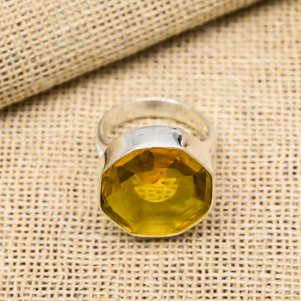 Citrine Gemstone 925 Sterling Silver Handmade Wedding Ring Jewelry For Thanksgiving