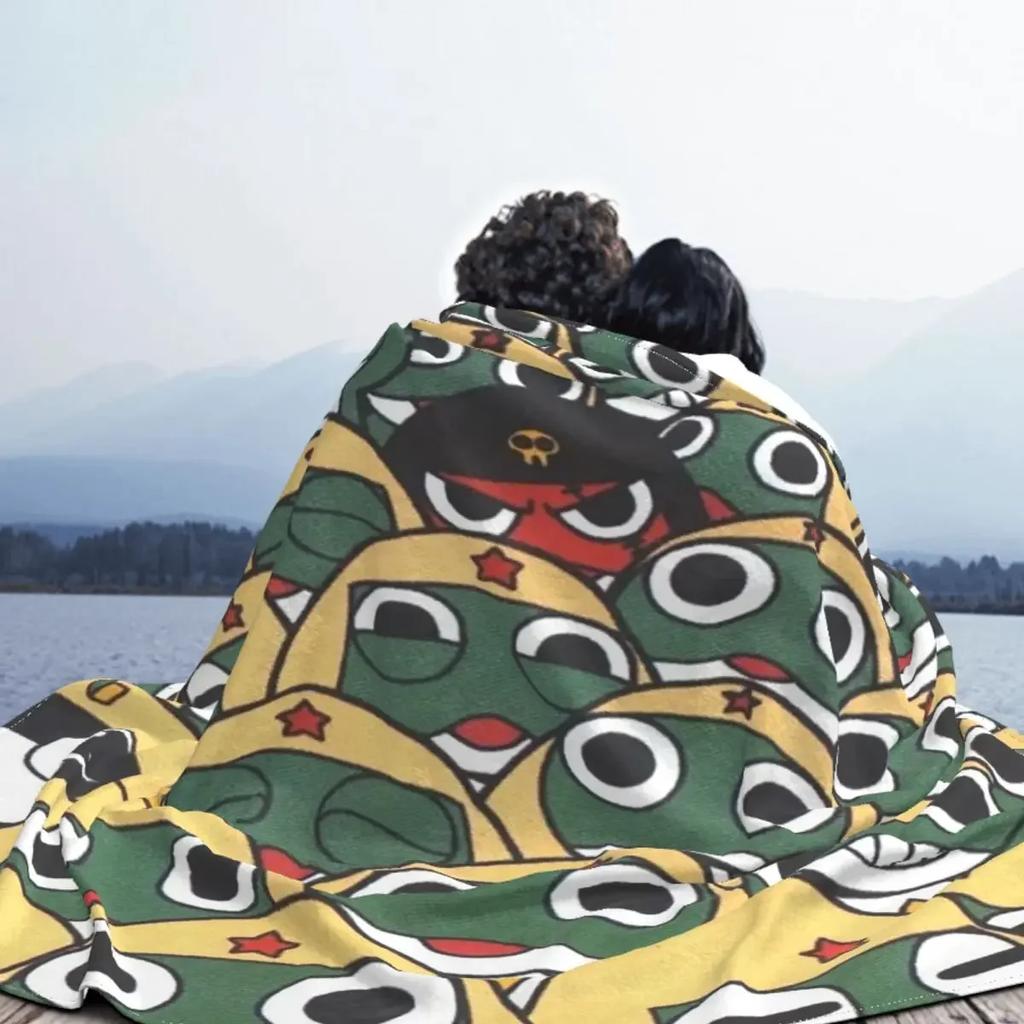 Anime Keroro Plaid Blankets Sofa Cover Fleece Printed Cartoon Collage Lightweight Thin Throw Blankets for Sofa Bedroom Rug Piece