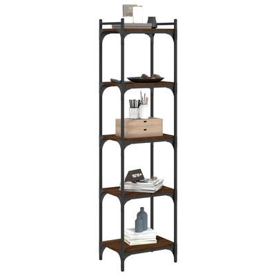 Bookshelf 5 Shelves Brown Oak Effect 40 X 30 X 154 Cm Engineered Wood