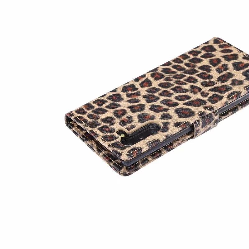 Samsung Note10pro mobile phone leather case for foreign trade, leopard print flip wallet storage card holder protective case