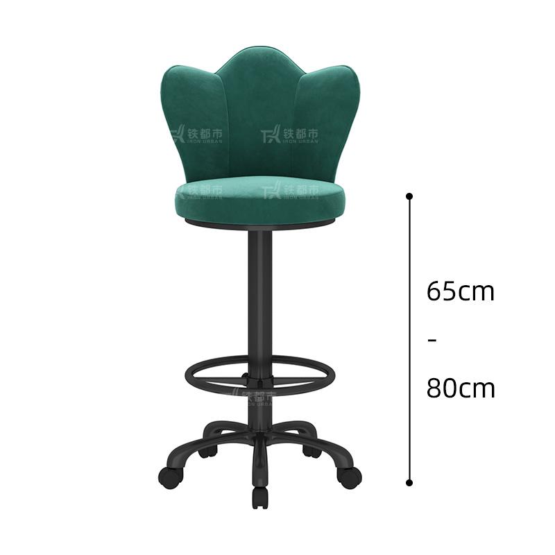 Adjustable Height Swivel Bar Stool with Backrest-Luxury Counter Stool for Reception Rolling High Footrest with PU Leather Seat