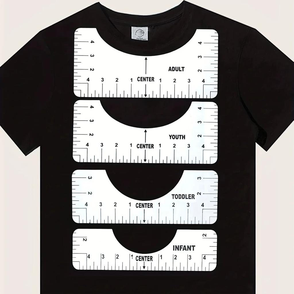4pcs-T-shirt Alignment Tool Guide Ruler Round Neck Calibration Sewing Scalar Ruler