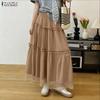 ZANZEA Women Casual Elastic Waist Loose Summer Long Skirts