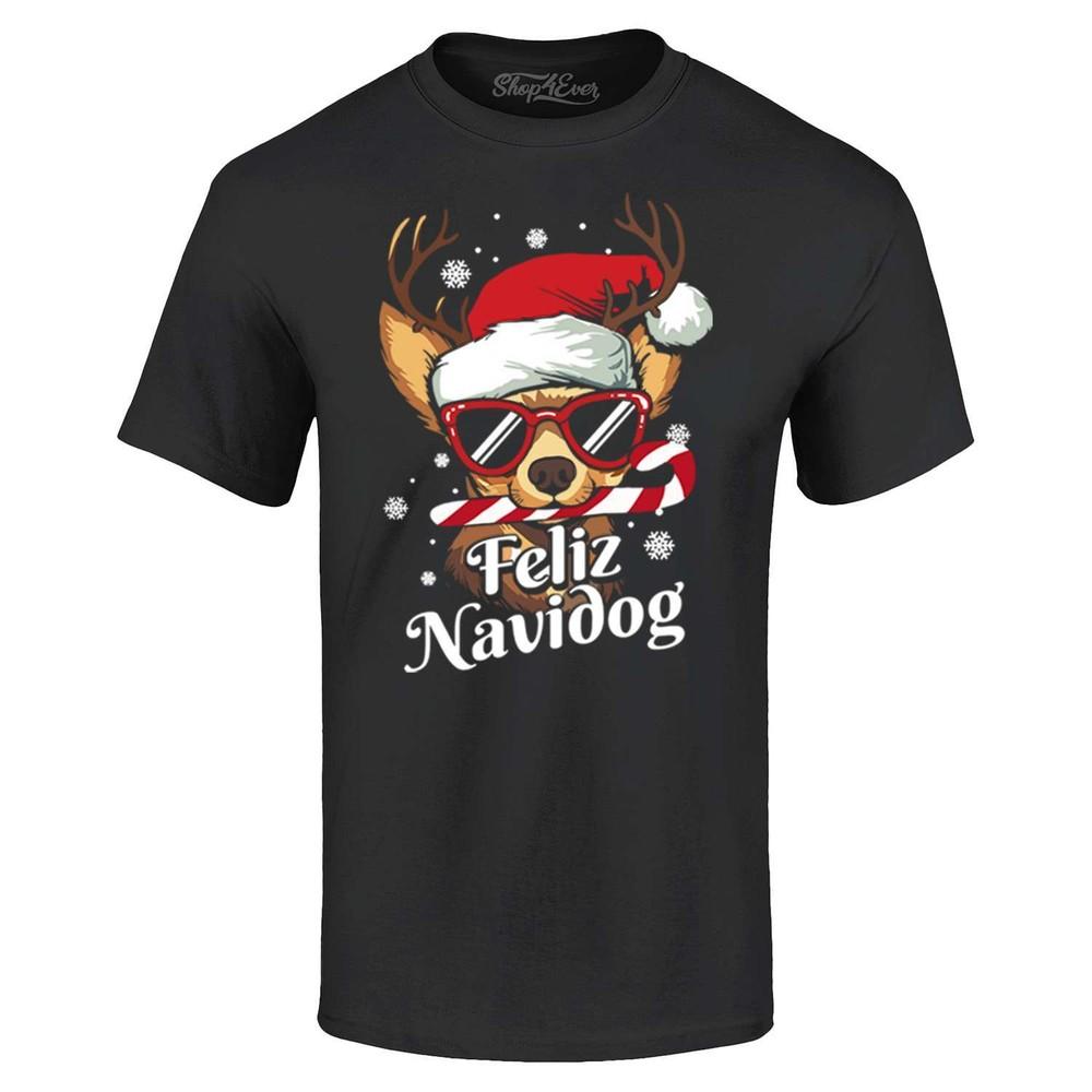 

Feliz Navidog Navidad Dog Santa Chihuahua T-shirt Christmas Shirts M