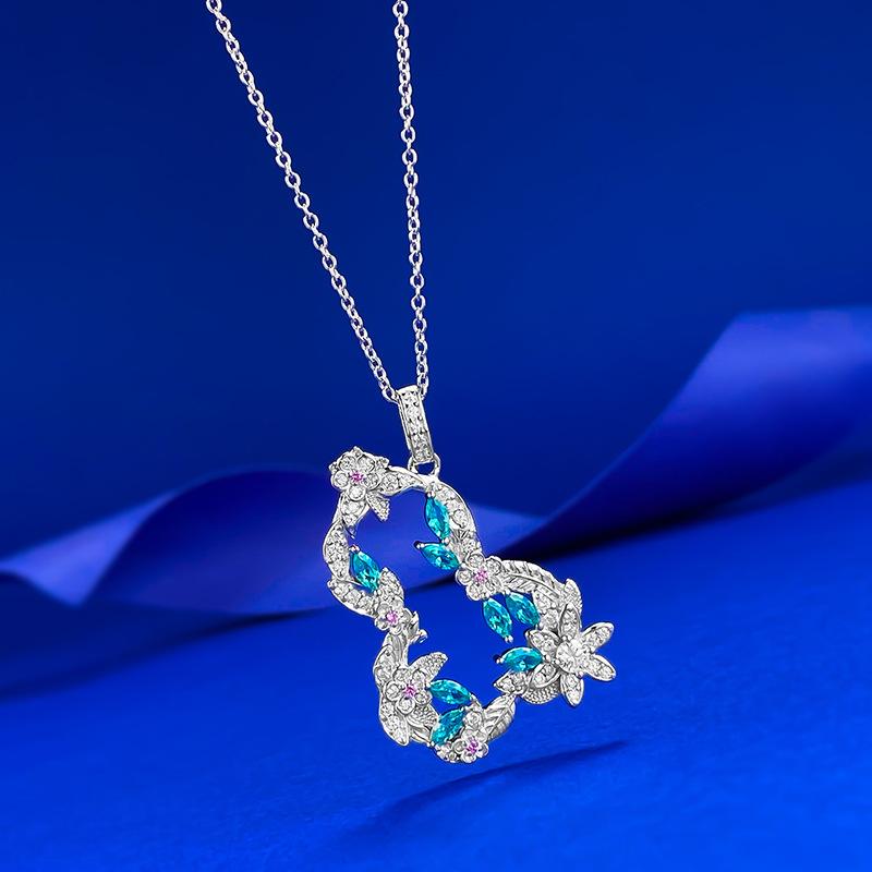 Vine Flower Wrapping Gourd Necklace Paraiba Exquisite Textured Fulu