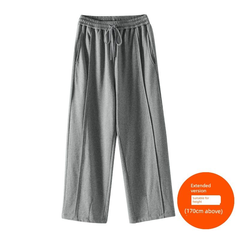 Plus size women clothing [Fashionable Walking Sweatpants] Three Pants Length Chubby Girl High Waist Straight Loose Wide Leg Casual Pants