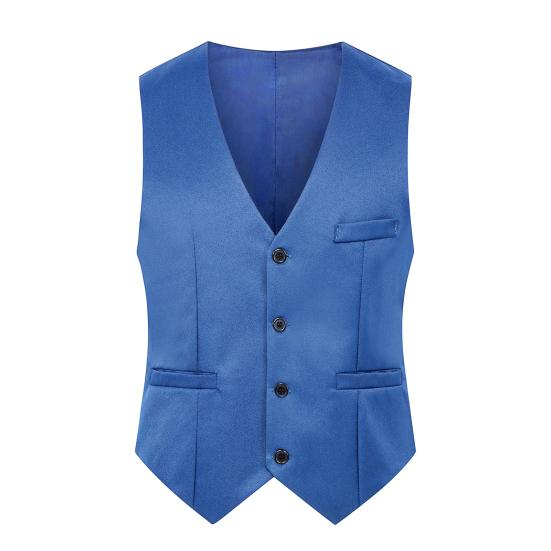 Men Waistcoat Solid Color Single-breasted V Neck Sleeveless Spring Vest for Work