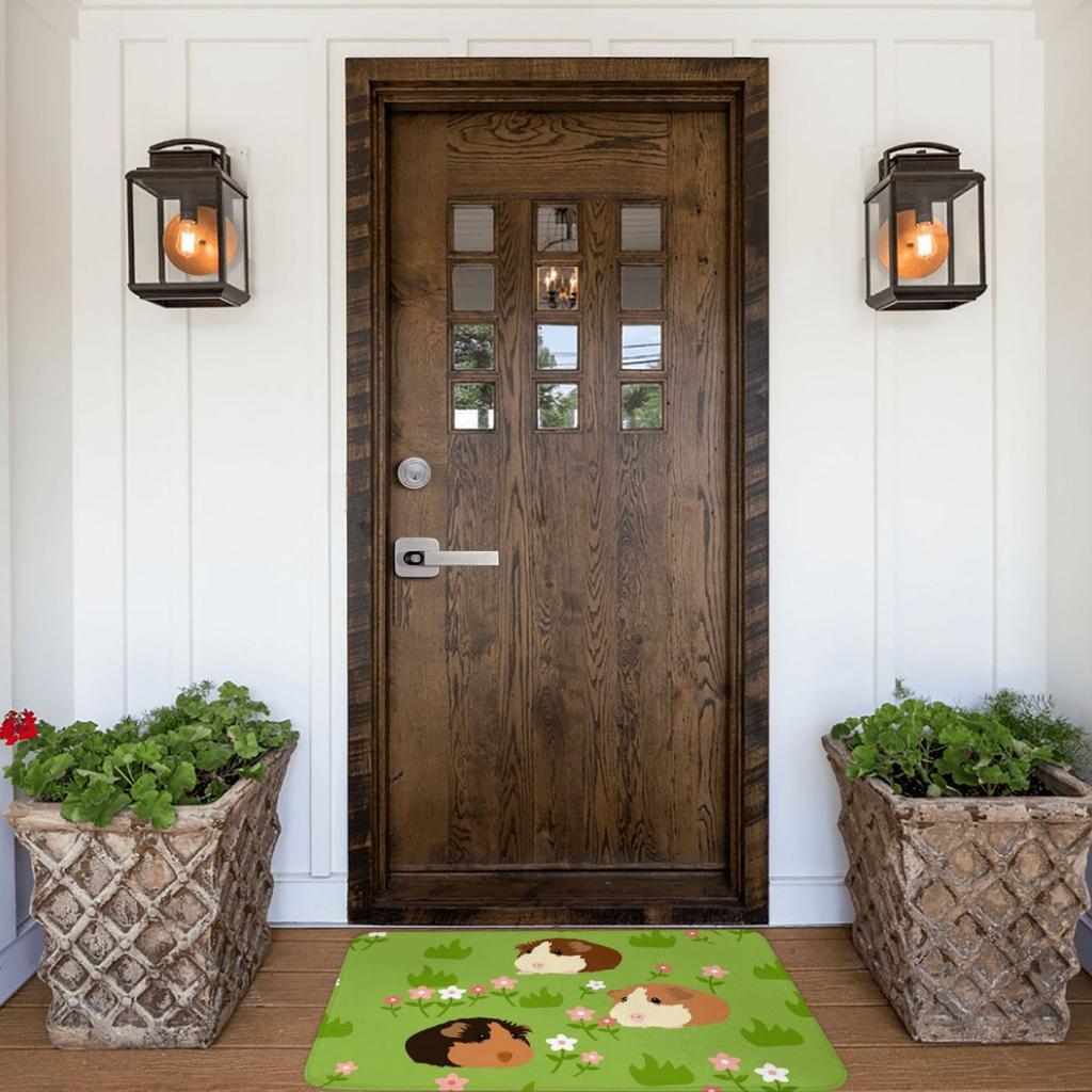 Guinea Pig with Flowers Green Grass Door Mat Bathroom Kitchen Balcony Carpet Decoration Floor Carpet Door Mat Anti-Slip Mat