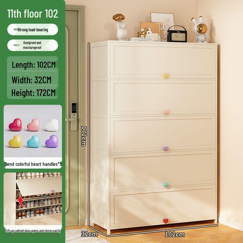 Cream Multi-Layer Off-White Shoe Cabinet - Space-Saving Hallway Storage Rack