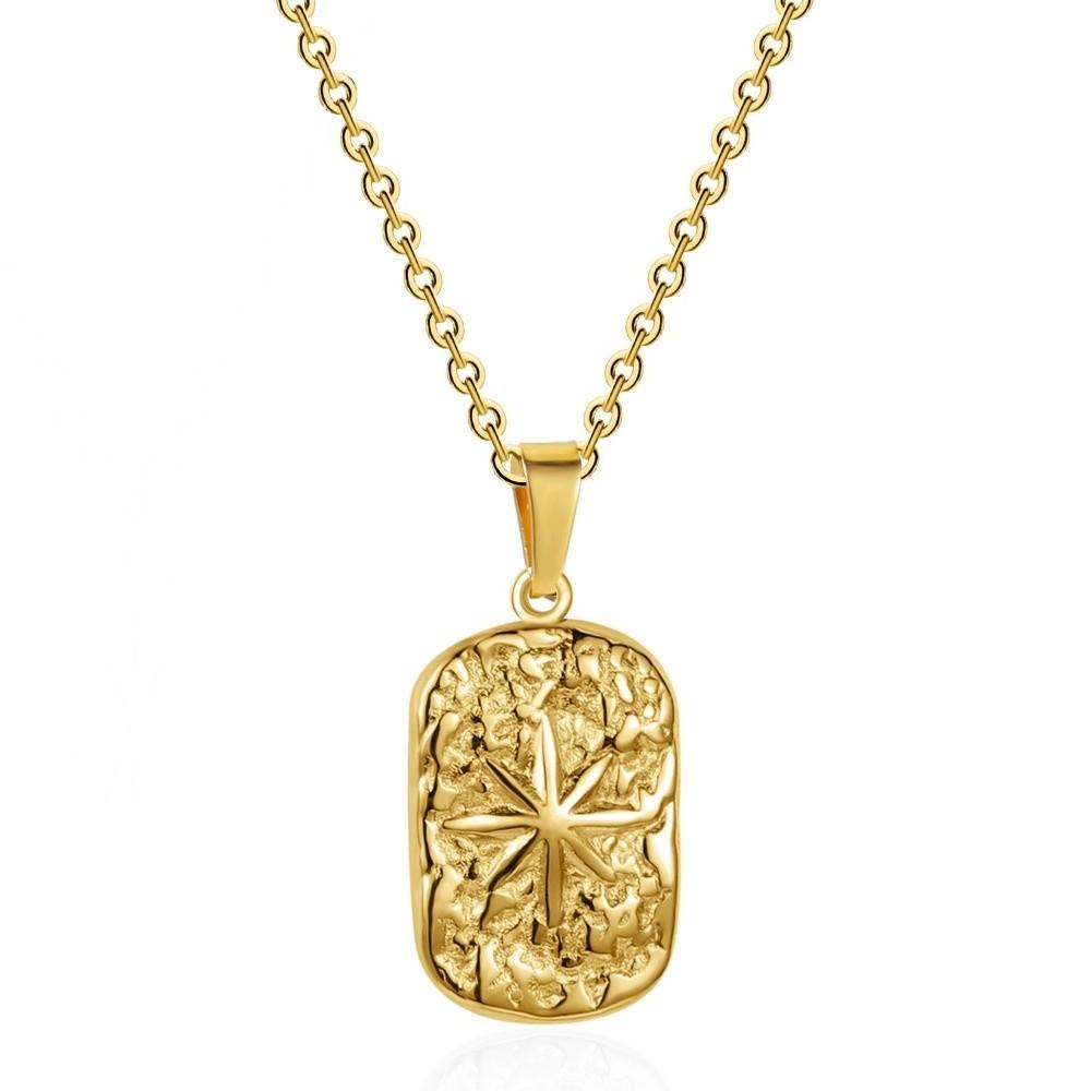 Non Fading Compass Pendant Necklace Silver Color Geometric Pendant Necklace  for Men Women