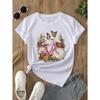 Women's Crew Neck Short‑Sleeve Graphic Tee, Floral And Butterfly Print, Fashion New Arrival, Casual Soft Everyday Top