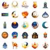 10/30/50PCS Cute Eid Mubarak Cartoon Stickers Ramadan Golden Moon Decals Waterproof DIY Phone Book Laptop Graffiti Sticker Packs