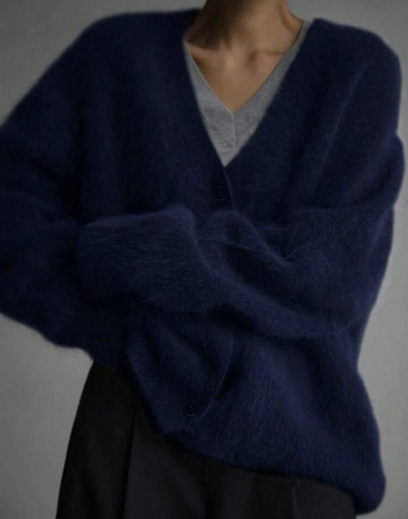 2025 Autumn/Winter Women's Loose Mink-Style Knitted Cardigan - Soft Long Sleeve Sweater Coat