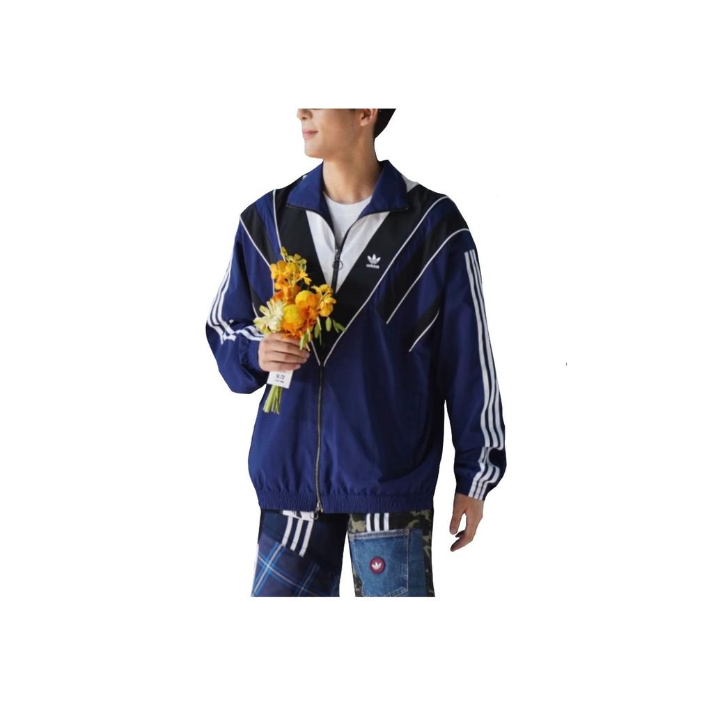 adidas Originals Warm Windproof Breathable Stand Collar Zip Jacket Unisex Jacket Blue JW9740