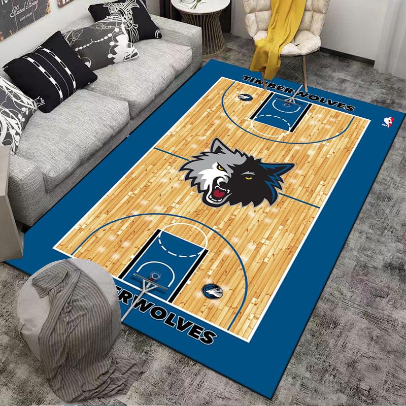 """Timberwolves Court Style Teppich mit Wolfslogo - Sport Design Teppich"" Geeignet für den Einsatz als Anti-Rutsch-Matte für Wohnzimmer, Schlafzimmer, Sofas"""