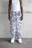 Men's Jacquard Patterned Baggy Trousers - Blue