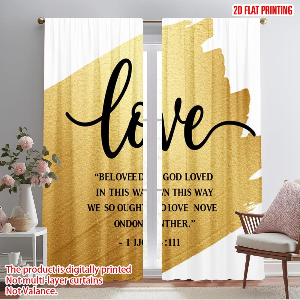 

2pcs 2D flat printing Curtains Love God Inspired Faith Fabric Without Electricity Seasonal Party & Holiday Decor Perfect for 52.50×116.00 CM 2pcs