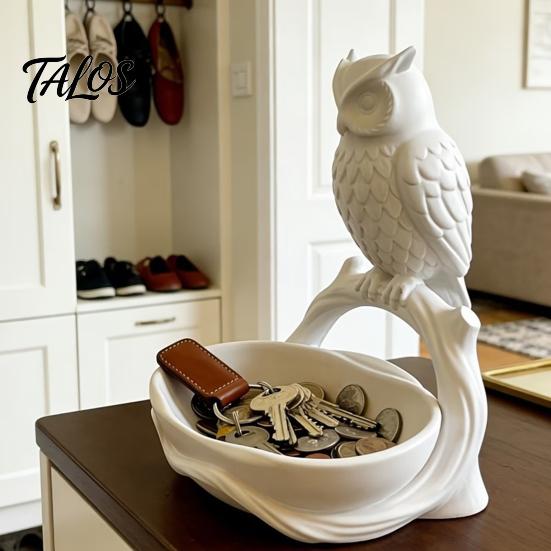 Talos 3D Printed Owl Storage Tray, Large Capacity & Branch Jewelry Tray for Earrings Keys Coins, Decorative Desktop Organizer Home Entrance