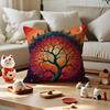 Indian Tree Of Life Cushion Cover Anti-dustmite Pillowcase Invisible Zipper Silky Short Plush Sofa Cushion Cover