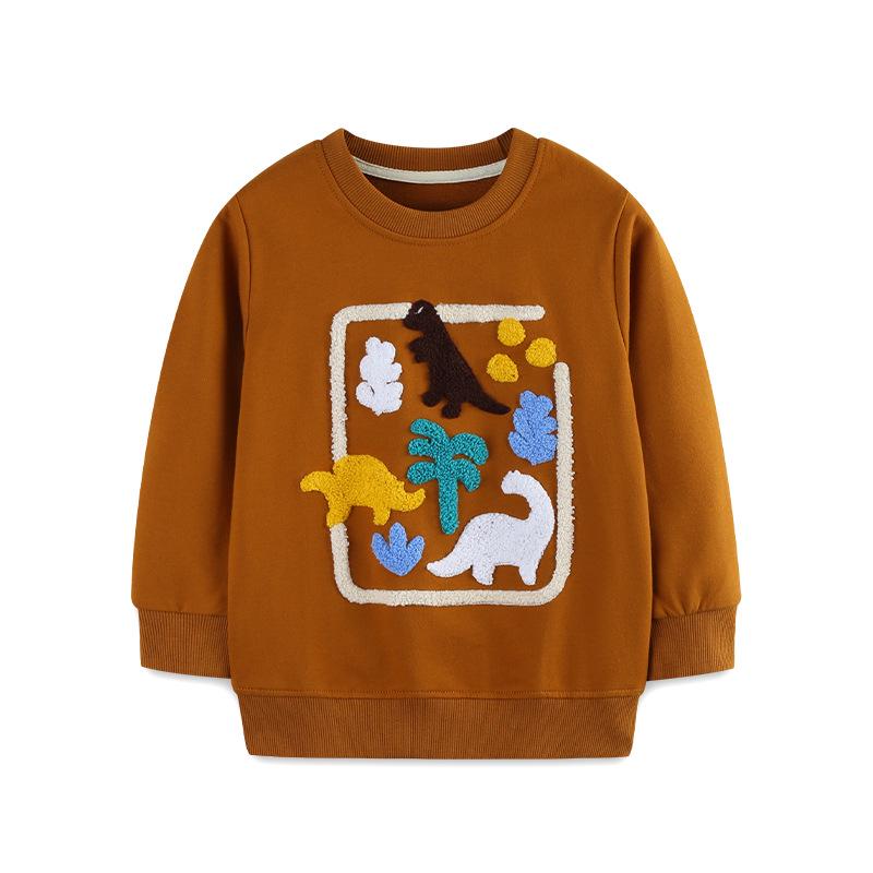 Boys European-Style Dinosaur Embroidery Hoodie - Autumn Collection 115cm (5Y)