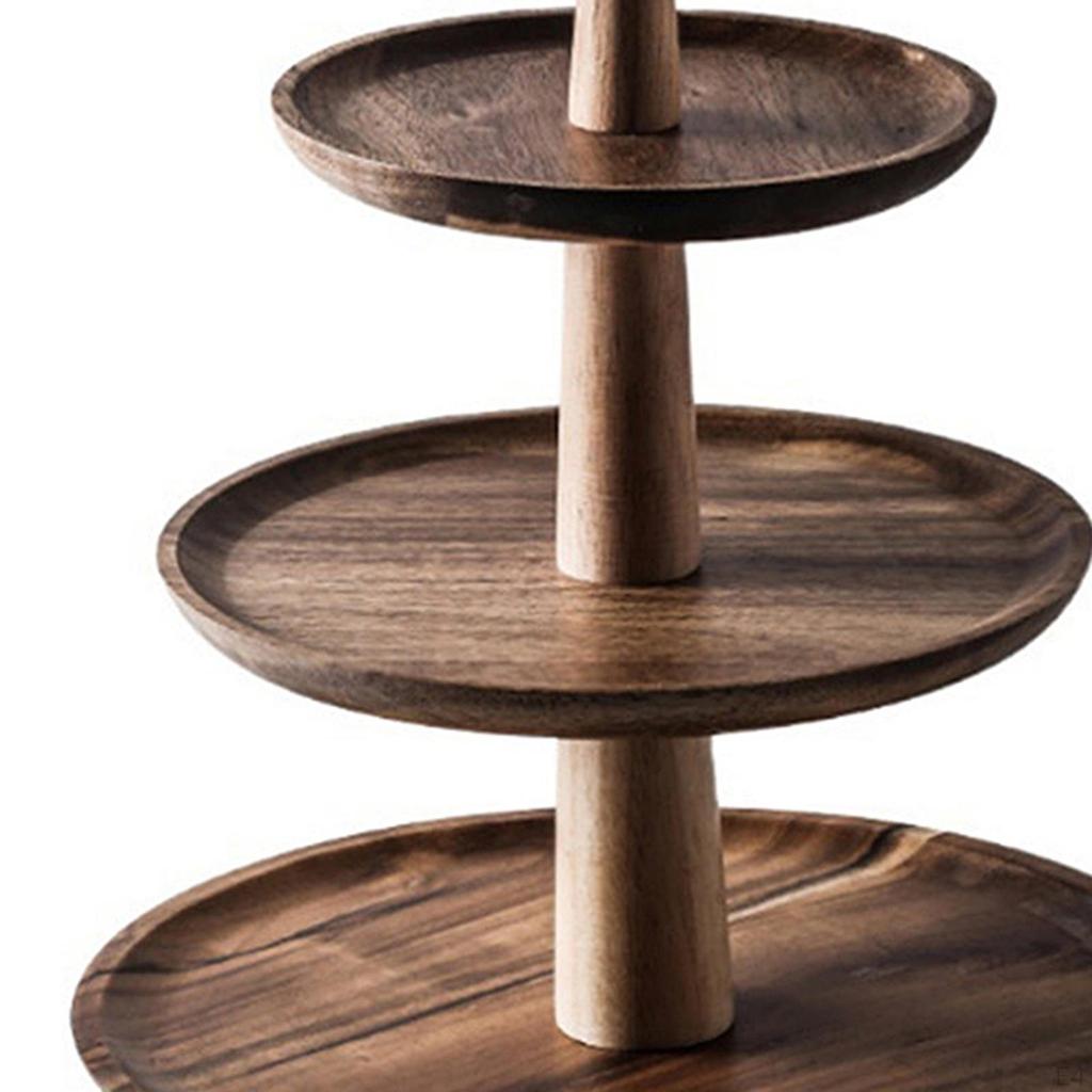 Elegant Wooden Cupcake Holder Round Cake Display Stand Fruit Snack Platter Dessert Server