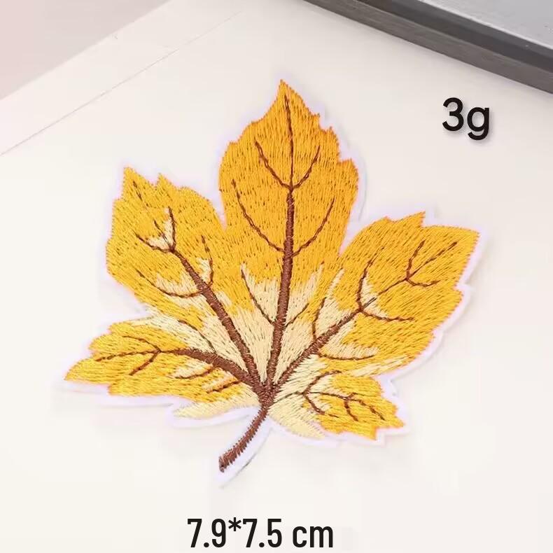 Maple Leaf Computer Embroidery Patch for Jackets - Self-Adhesive Textile Sticker Accessory