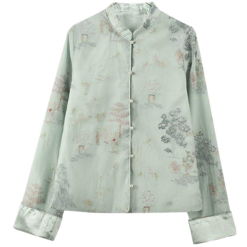 

Модный стиль 2024 Весна Новое поступление Женская одежда Стильная Легче всего сочетать Национальный стиль Стройнящая С длинными рукавами Машинная вышивка Верхняя одежда Picture color XL