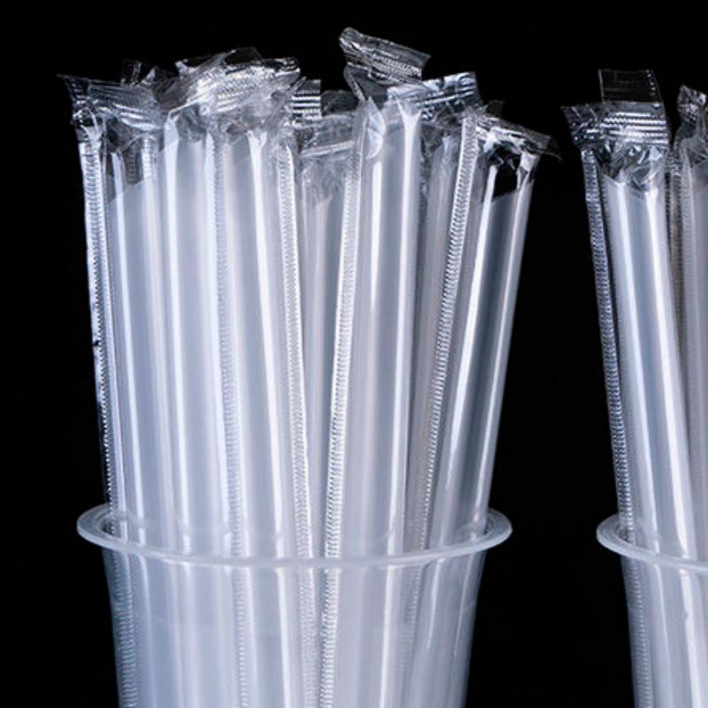 100Pcs Disposable Plastic Straws Juice Drinks Milk Tea Bubble Tea Drinking Wide Independent Packaging Drinking Straw