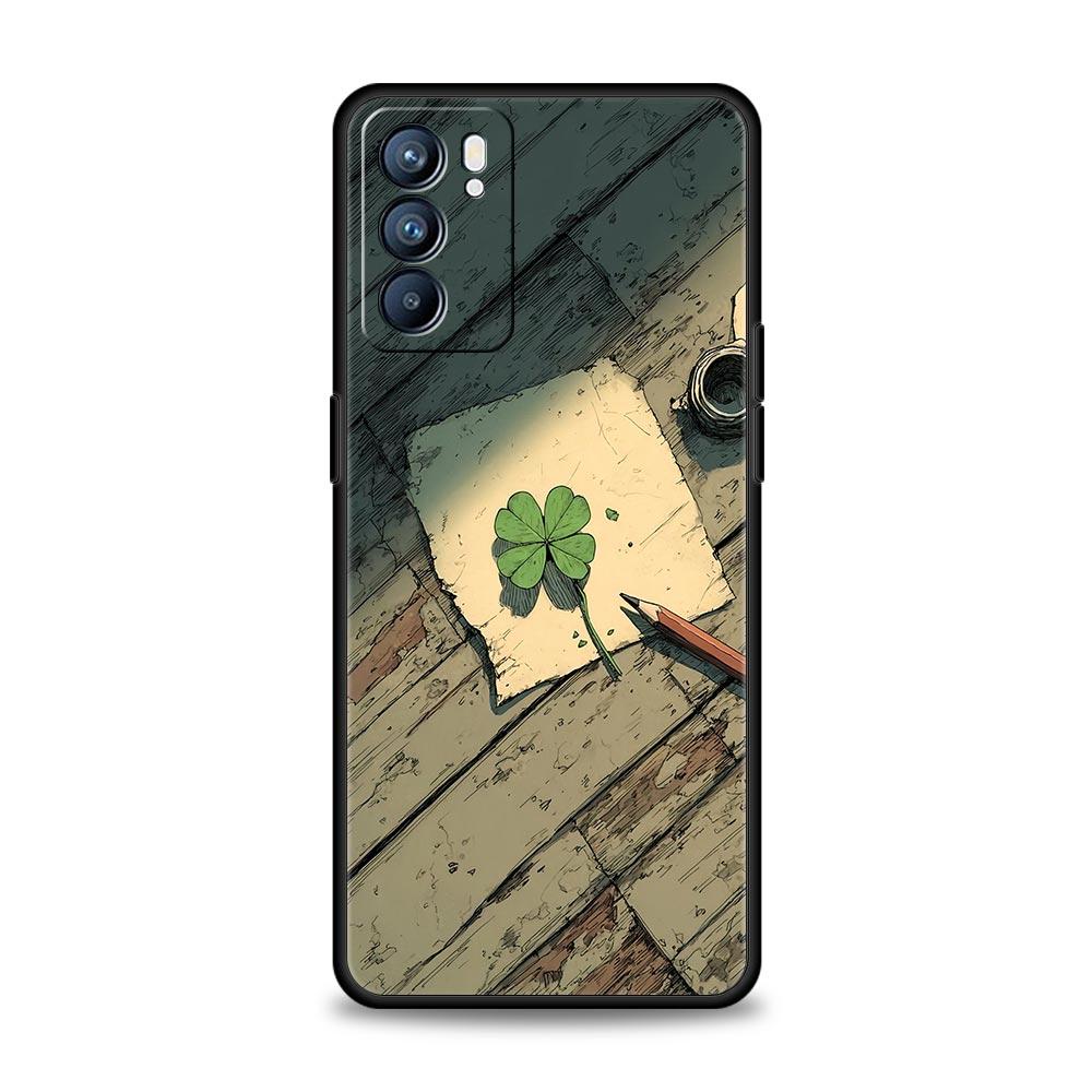 Cute Lucky Grass Phone Case For Oppo Reno14 Reno13 Reno12 11 F 10 Find X5 X9 Pro A54 5G A53 A9 A16 A78 4G A80 A98 Cover