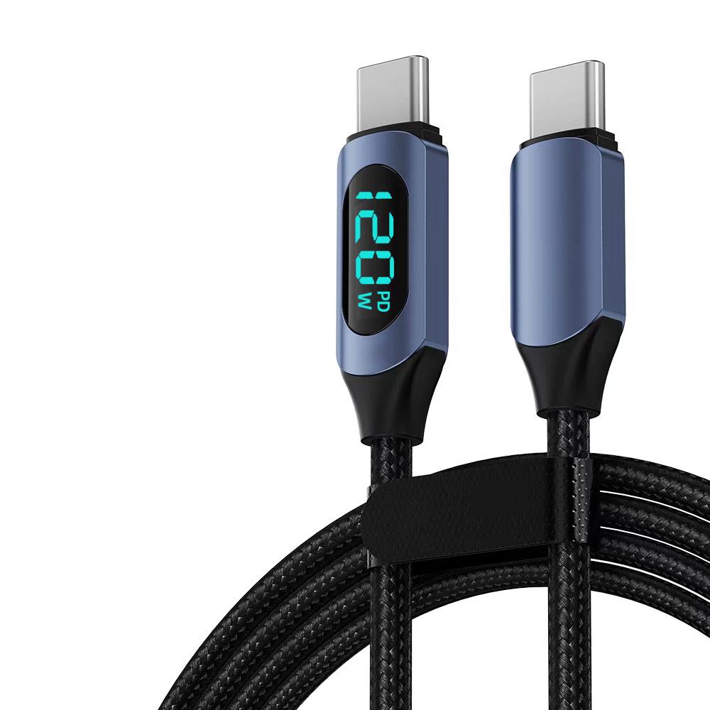 Dual Type-C 120W Fast Charging Cable for Apple 15/16 and Huawei Laptops (6A)