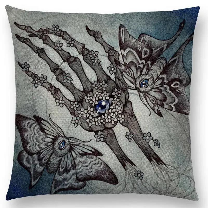 

Темные существа Загадочные мифические звери Наволочка для диванной подушки Кот Олень Птица Лиса Тигр Змея Чехол на подушку 66x66cm золотистый