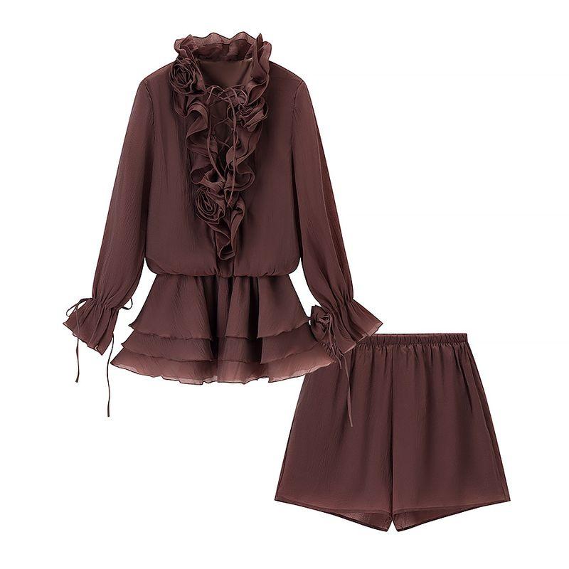 Kaslead New Women clothes Western Style Fashion Simple Casual Flowers Dress Shorts Set