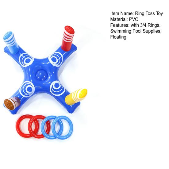 1 Set Inflatable Pool Ring Toss Toy with 45720 Rings Kids Adults Indoor Floating Cross Basketball Stand PVC