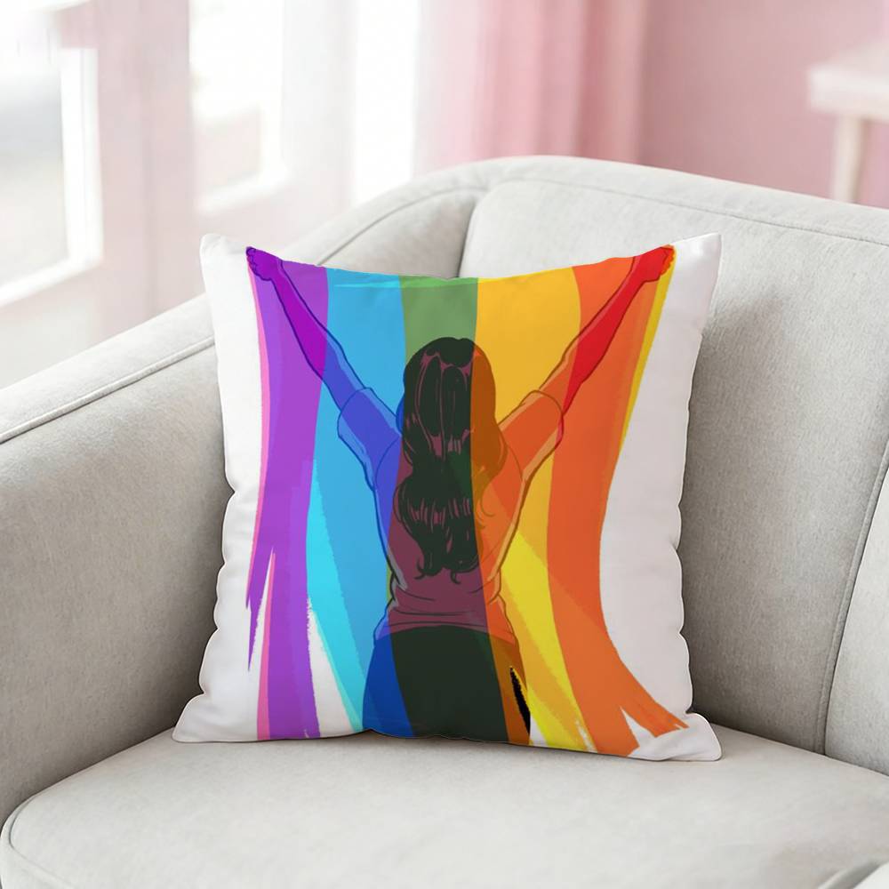 Gay Lesbian Lgbt Rainbows Pillow Case Cushion Cover Throw Pillow Case For Car Sofa