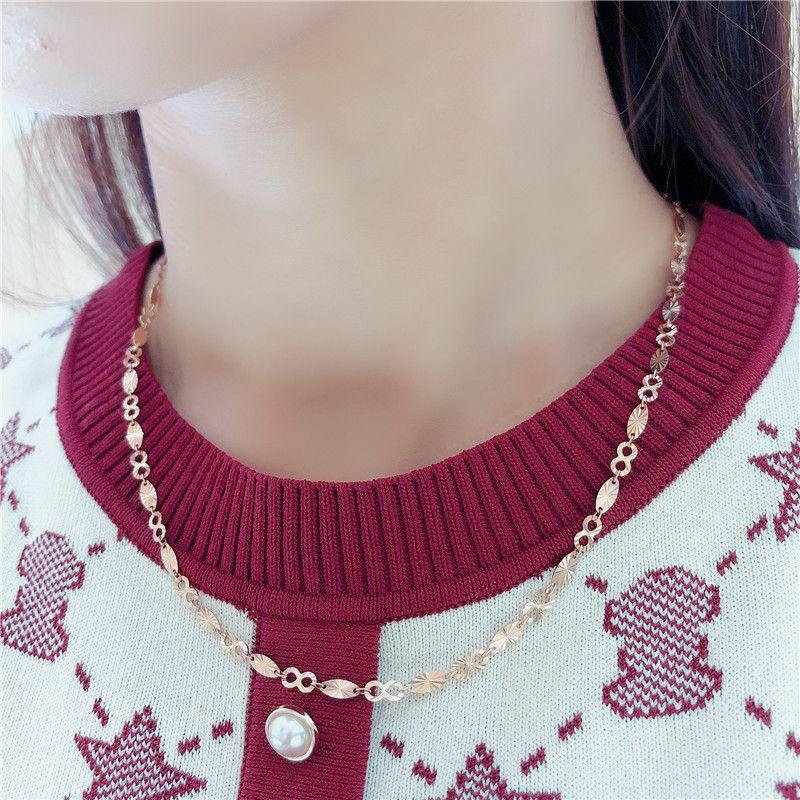 Purple Gold Flower Chain Rose Gold Plated Chain Fashion Temperament Shining Color Gold Necklace