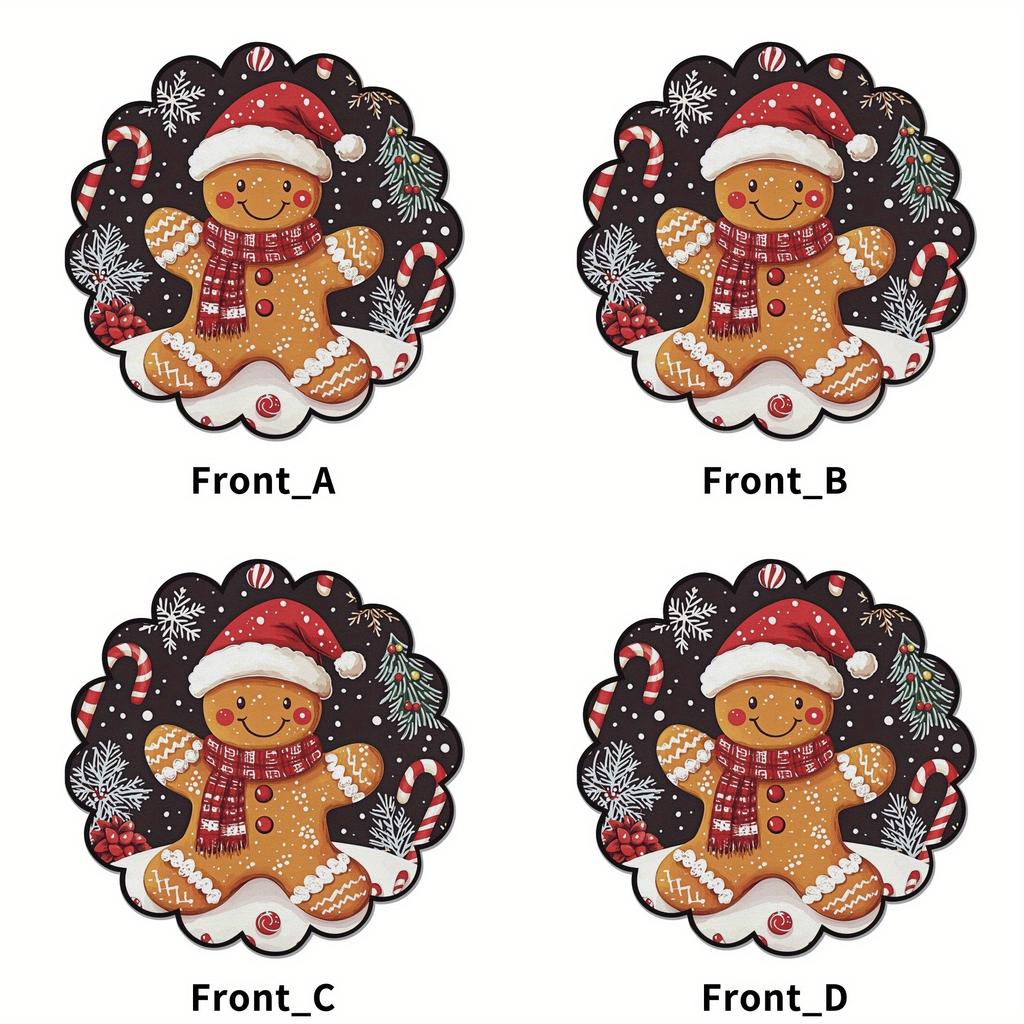 Winter Gingerbread for Pattern Round Placemats, Non-Slip Table Mats, Heat-Resistant, Dry Clean Only, Perfect for Winter Dining and Party Decor