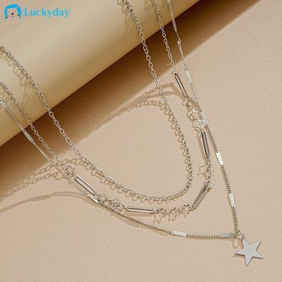 Multilayer Silver Necklace Fashion Star Chain Choker for Women Jewelry Accessories