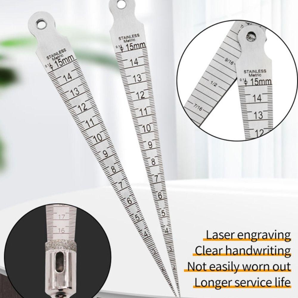 Stainless Steel Wedge Feeler Ruler 0-15mm Welding Taper Ruler Hole Inspection Tool Gap Gauge