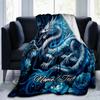1PC Custom Name Blue Dragon Fantasy outdooor Flannel blankets Throw Blanket All-Season Throw Gift Bedspread for Couch, Bed, Camping Holiday Birthday g
