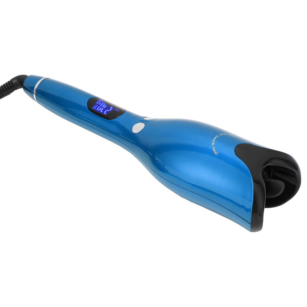 Automatic Curling Iron Wand LED Temperature Display Timer Blue Curling Iron 110‑240VUK Plug
