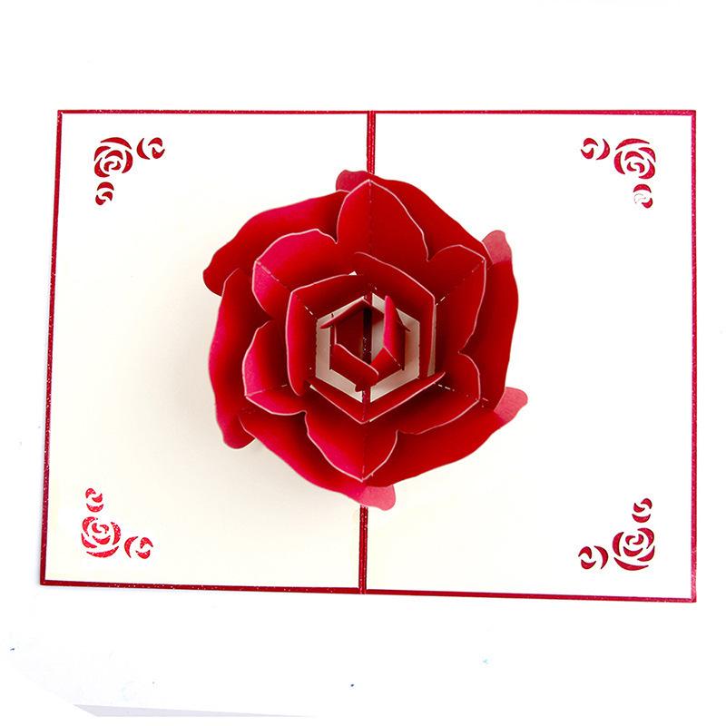 3D Handmade Rose Card for Qixi Festival, Teacher's Day, Wedding