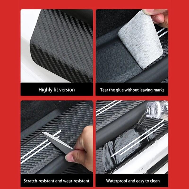 Duty Vehicle Door Sill Covers Carbon Fiber Leather Trim Decorative Prevention Auto Accessories