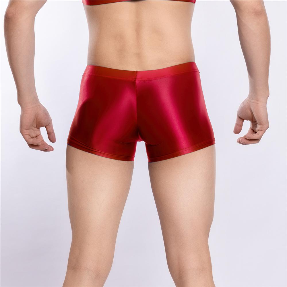 Sexy Men Hot Short Panties U Bulge Pouch Boxer Oil Shiny Glossy Smooth Lingerie Cock Ring Underwear Breathable Briefs