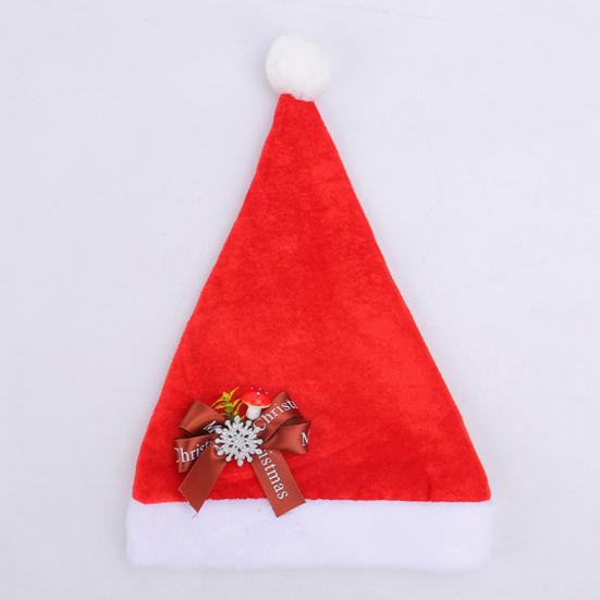 Santa klobouk pro dospělé Plyšový červený sametový Santa klobouk s mašlí/slunečnicí/zvonkem/sněhovou vločkou dekorací pro vánoční večírek dárek