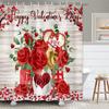 Rose Shower Curtain Romantic Floral Blossom Red Rose Reflection On Water Black And Red Bathroom Decor With Hooks